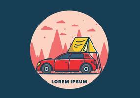 camping mit flacher illustration des autos vektor