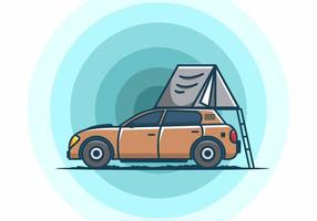 camping mit flacher illustration des autos vektor