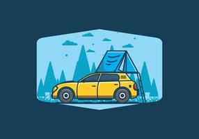 camping mit flacher illustration des autos vektor