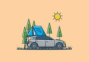 camping med bil platt illustration vektor