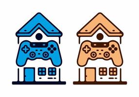 hus och joystick platt illustration fullfärg vektor