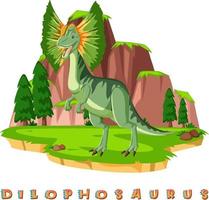 dinosaurieordkort för dilophosaurus vektor