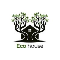 grönt hus ikon eco hem logotyp vektor