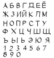 Russische Alphabete und Zahlen vektor