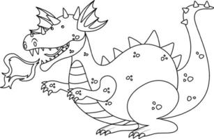 dragon doodle kontur för färgläggning vektor