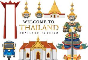 thailand ikonischer hintergrund der touristenattraktion vektor