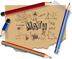 kritzeln sie die mathematische formel mit mathematikschrift auf der notizbuchseite vektor