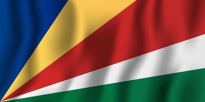 Seychellerna realistiska viftande flagga vektorillustration. nationellt land bakgrundssymbol. självständighetsdag vektor