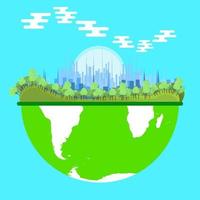 Ökosystem Umwelt Vektor grüne Natur. Öko-Symbol Konzept Energiestadt Welt. Ökologie blauer Hintergrund organische Biologie. baum flach wald erde retten schutz. isolierte illustration Cartoon-Planet