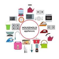 Haushaltselektroküchengerät moderner Technologiesymbolvektor. home set neues maschinen-lifestyle-objektgerät. sammlung ausrüstung symbol haus häuslich. kochen waren frau wäscherei flach laden vektor