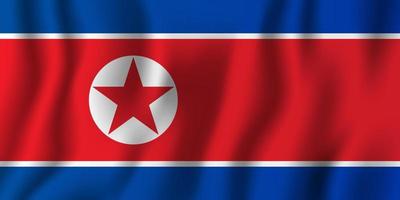 Nordkorea realistiska viftande flagga vektorillustration. nationellt land bakgrundssymbol. självständighetsdag vektor