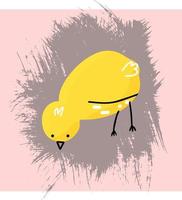 söt enkel gul chick isolerad vektor hand ritning på textur bakgrund