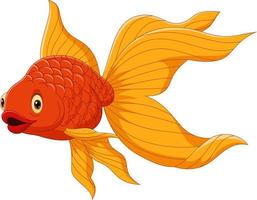 niedlicher goldfisch der karikatur auf einem weißen hintergrund vektor