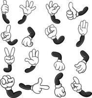 Cartoon behandschuhte Hände mit verschiedenen Gesten