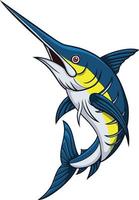 Cartoon-Marlin-Fisch isoliert auf weißem Hintergrund vektor