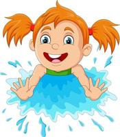 tecknad liten flicka som spelar ett vatten vektor