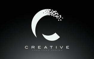 c Anfangsbuchstaben-Logo-Design mit digitalen Pixeln in Schwarz-Weiß-Farben. vektor