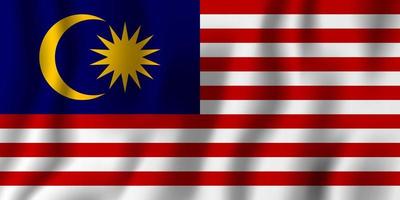 malaysia realistische wehende flaggenvektorillustration. Hintergrundsymbol des nationalen Landes. Tag der Unabhängigkeit vektor