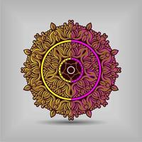 modernes Mandala-Kunst-Vektordesign mit einer schönen Mischung aus freiem Vektor der Farben