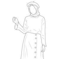 hijab kvinna målarbok. vektor illustration