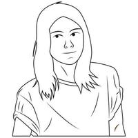 zeichentrickfigur zum ausmalen. Vektorgrafik des Porträts eines Teenagers mit langen Haaren vektor