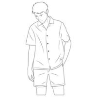 Zeichentrickfigur für Malbuch. Ein Mann steht und trägt Freizeitkleidung vektor