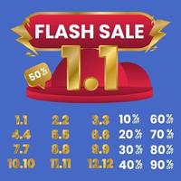 flash försäljning banner marknadsföring mall. 1.1 till 12.12 samling. vektor