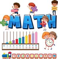 Mathe-Klassenzimmer-Objekte mit Zubehör und Schülern vektor