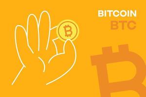 hand som håller bitcoin kryptovaluta redigerbar vektor. btc token illustration. vektor