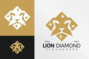 Löwe-Diamant-Logo-Design-Vektor-Illustration-Vorlage vektor