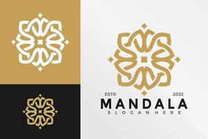 skönhet mandala blomma logotyp design vektor illustration mall