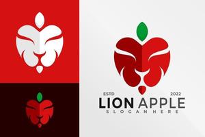 Löwe-Apfel-Logo-Design-Vektor-Illustration-Vorlage vektor