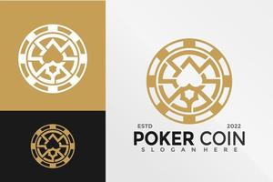 casino poker mynt logotyp design vektor illustration mall
