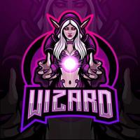 Wizard esport logotyp maskot design vektor