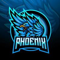 blå phoenix esport logotyp maskot design vektor