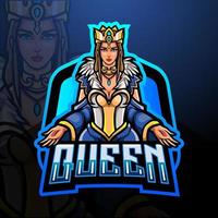 queen esport logotyp maskot design vektor