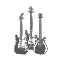 drei Gitarren isoliert auf weißem Hintergrund vektor