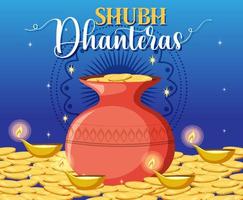 hinduistische shubh dhanteras tag ikone vektor