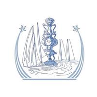 trophäenpokal-zeichnung des yachtclubs
