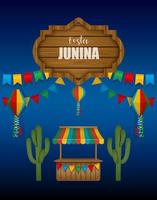 festa junina affisch. brasiliansk junifestivalbakgrund med brasilianska inslag