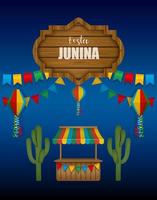 festa junina-plakat. brasilianischer juni-festivalhintergrund mit brasilianischen elementen vektor