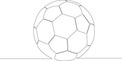 en enda linje ritning fotboll på vit bakgrund. konceptet kontinuerlig linje rita design vektorillustration. vektor