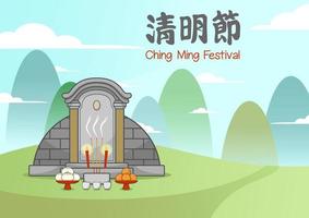 ching ming festival chinesisches grab vektor