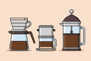 kaffebryggningsmetod med olika apparater vektor