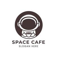 space cafe logotyp med söt astronaut vektor