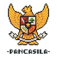 garuda pancasila nationella emblem för Indonesien pixel art vektorillustration vektor