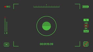 kamera sökare mörkerseende video eller fotoram inspelare platt stil design vektorillustration. digitalkamerasökare med exponeringsinställningar och mall för fokuseringsrutnät. vektor