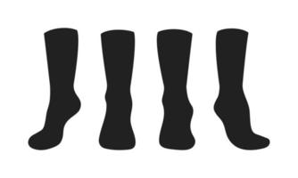 schwarze Socken Vorlage Mockup flachen Stil Design Vektor Illustration Set.