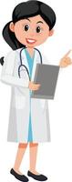 eine Ärztin-Cartoon-Figur auf weißem Hintergrund vektor