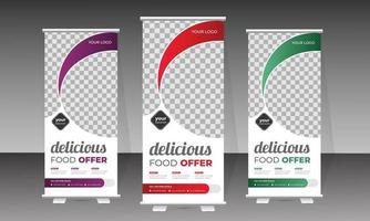 Food-Rollup-Banner und Designvorlage für köstliche Speisekarten vektor